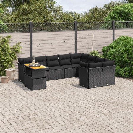 Set Gartensofas 10 Stück Kissen synthetisches Rattan schwarz von , Gartensets - Ref: Foro24-3271013, Preis: 647,29 €, Rabatt: %