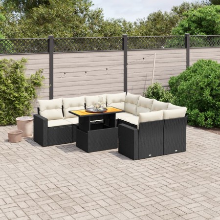 Set aus 8-teiligen Gartensofas und Kissen Kunstrattan schwarz von , Gartensets - Ref: Foro24-3271238, Preis: 637,68 €, Rabatt: %