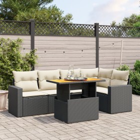 Set aus 6-teiligen Gartensofas und Kissen Kunstrattan schwarz von , Gartensets - Ref: Foro24-3271301, Preis: 435,47 €, Rabatt: %