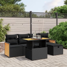 Set aus 6-teiligen Gartensofas und Kissen Kunstrattan schwarz von , Gartensets - Ref: Foro24-3276240, Preis: 391,13 €, Rabatt: %