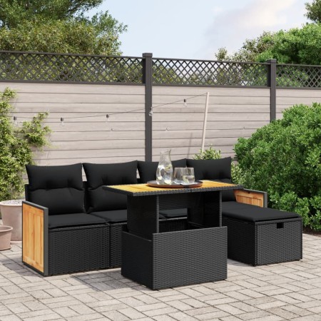 6-piece garden sofa set with black synthetic rattan cushions by , Garden sets - Ref: Foro24-3276240, Price: 391,13 €, Discoun...