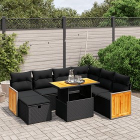 Set aus 8-teiligen Gartensofas und Kissen Kunstrattan schwarz von , Gartensets - Ref: Foro24-3276261, Preis: 546,01 €, Rabatt: %