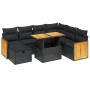 Set aus 8-teiligen Gartensofas und Kissen Kunstrattan schwarz von , Gartensets - Ref: Foro24-3276261, Preis: 546,75 €, Rabatt: %