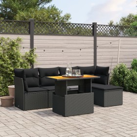 6-teiliges Gartensofa-Set und schwarze synthetische Rattankissen von , Gartensets - Ref: Foro24-3270803, Preis: 383,27 €, Rab...