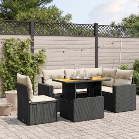 Set aus 6-teiligen Gartensofas und Kissen Kunstrattan schwarz von , Gartensets - Ref: Foro24-3271315, Preis: 434,97 €, Rabatt: %