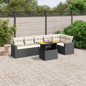 7-teiliges Garten-Esszimmerset und Kissen synthetisches Rattan schwarz von , Gartensets - Ref: Foro24-3271322, Preis: 500,11 ...