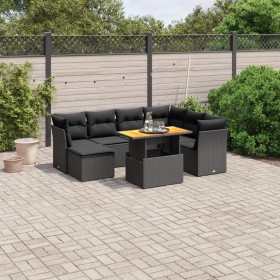 Set aus 8-teiligen Gartensofas und Kissen Kunstrattan schwarz von , Gartensets - Ref: Foro24-3270950, Preis: 523,53 €, Rabatt: %