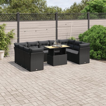 Set Gartensofas 10 Stück Kissen synthetisches Rattan schwarz von , Gartensets - Ref: Foro24-3270992, Preis: 632,14 €, Rabatt: %