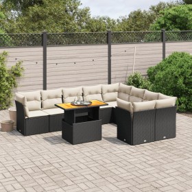 Set de sofás de jardín 10 pzas cojines ratán sintético negro de , Conjuntos de jardín - Ref: Foro24-3271007, Precio: 697,14 €...