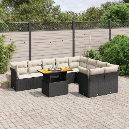 Garden sofa set 10 pieces with black synthetic rattan cushions by , Garden sets - Ref: Foro24-3271007, Price: 655,24 €, Disco...