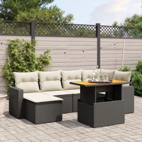 7-teiliges Garten-Esszimmerset und Kissen synthetisches Rattan schwarz von , Gartensets - Ref: Foro24-3271413, Preis: 478,88 ...