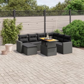 Set aus 8-teiligen Gartensofas und Kissen Kunstrattan schwarz von , Gartensets - Ref: Foro24-3271426, Preis: 532,79 €, Rabatt: %