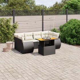 7-teiliges Garten-Essset und schwarze Kissen aus synthetischem Rattan von , Gartensets - Ref: Foro24-3272092, Preis: 538,66 €...