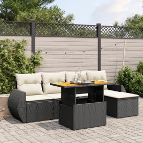 6-teiliges Gartensofa-Set und schwarze synthetische Rattankissen von , Gartensets - Ref: Foro24-3272169, Preis: 432,66 €, Rab...