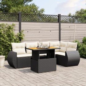 Set aus 6-teiligen Gartensofas und Kissen Kunstrattan schwarz von , Gartensets - Ref: Foro24-3272183, Preis: 465,33 €, Rabatt: %