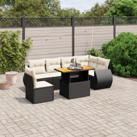 7-teiliges Garten-Esszimmerset und Kissen synthetisches Rattan schwarz von , Gartensets - Ref: Foro24-3272218, Preis: 521,33 ...