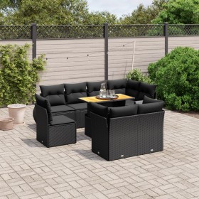 Set aus 8-teiligen Gartensofas und Kissen Kunstrattan schwarz von , Gartensets - Ref: Foro24-3272287, Preis: 703,29 €, Rabatt: %