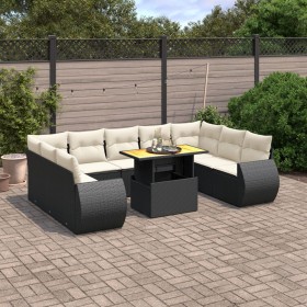 Gartensofa-Set 10-teilig mit schwarzen synthetischen Rattankissen von , Gartensets - Ref: Foro24-3272337, Preis: 680,83 €, Ra...