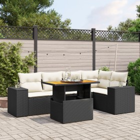 Set aus 6-teiligen Gartensofas und Kissen Kunstrattan schwarz von , Gartensets - Ref: Foro24-3272624, Preis: 462,16 €, Rabatt: %