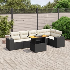 7-teiliges Garten-Esszimmerset und Kissen synthetisches Rattan schwarz von , Gartensets - Ref: Foro24-3272645, Preis: 519,25 ...