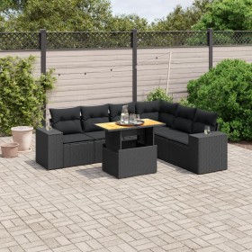 7-teiliges Garten-Esszimmerset und Kissen synthetisches Rattan schwarz von , Gartensets - Ref: Foro24-3272651, Preis: 545,76 ...