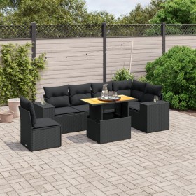 7-teiliges Garten-Esszimmerset und Kissen synthetisches Rattan schwarz von , Gartensets - Ref: Foro24-3272658, Preis: 540,52 ...