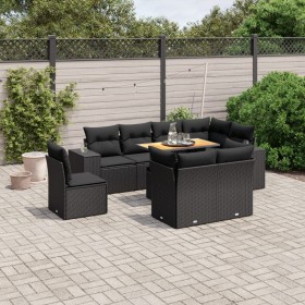 Set aus 8-teiligen Gartensofas und Kissen Kunstrattan schwarz von , Gartensets - Ref: Foro24-3272728, Preis: 742,56 €, Rabatt: %