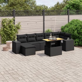 Set aus 8-teiligen Gartensofas und Kissen Kunstrattan schwarz von , Gartensets - Ref: Foro24-3272742, Preis: 595,57 €, Rabatt: %