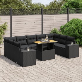 Garden sofa set 10 pieces with black synthetic rattan cushions by , Garden sets - Ref: Foro24-3272777, Price: 691,08 €, Disco...