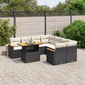 Set aus 8-teiligen Gartensofas und Kissen Kunstrattan schwarz von , Gartensets - Ref: Foro24-3273002, Preis: 591,62 €, Rabatt: %