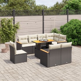 Set aus 8-teiligen Gartensofas und Kissen Kunstrattan schwarz von , Gartensets - Ref: Foro24-3273170, Preis: 671,99 €, Rabatt: %