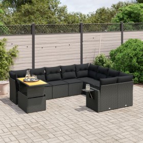 Set de sofás de jardín 10 pzas cojines ratán sintético negro de , Conjuntos de jardín - Ref: Foro24-3271916, Precio: 683,02 €...