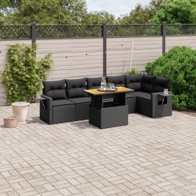 7-teiliges Garten-Esszimmerset und Kissen synthetisches Rattan schwarz von , Gartensets - Ref: Foro24-3271762, Preis: 518,11 ...