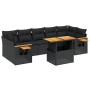 Set aus 8-teiligen Gartensofas und Kissen Kunstrattan schwarz von , Gartensets - Ref: Foro24-3273428, Preis: 568,86 €, Rabatt: %