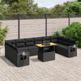 Garden sofa set 11 pieces and black synthetic rattan cushions by , Garden sets - Ref: Foro24-3271923, Price: 739,82 €, Discou...