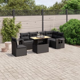 7-teiliges Garten-Esszimmerset und Kissen synthetisches Rattan schwarz von , Gartensets - Ref: Foro24-3271776, Preis: 505,51 ...