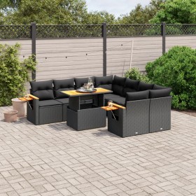 Set aus 8-teiligen Gartensofas und Kissen Kunstrattan schwarz von , Gartensets - Ref: Foro24-3271678, Preis: 606,51 €, Rabatt: %