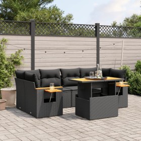 7-teiliges Garten-Esszimmerset und Kissen synthetisches Rattan schwarz von , Gartensets - Ref: Foro24-3271650, Preis: 494,04 ...