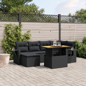 7-teiliges Garten-Essset und schwarze Kissen aus synthetischem Rattan von , Gartensets - Ref: Foro24-3271853, Preis: 474,76 €...