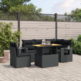 Set aus 6-teiligen Gartensofas und Kissen Kunstrattan schwarz von , Gartensets - Ref: Foro24-3271755, Preis: 431,90 €, Rabatt: %