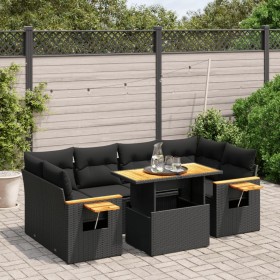 7-teiliges Garten-Essset und schwarze Kissen aus synthetischem Rattan von , Gartensets - Ref: Foro24-3273414, Preis: 499,26 €...