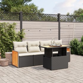 5-teiliges Gartenmöbel-Set und Kissen aus synthetischem Rattan schwarz von , Gartensets - Ref: Foro24-3273835, Preis: 365,99 ...