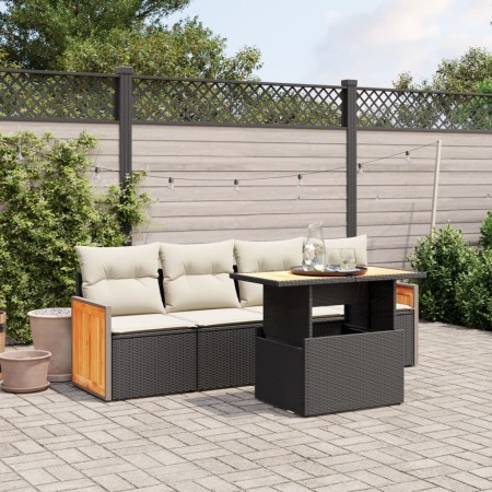 5-teiliges Gartenmöbel-Set und Kissen aus synthetischem Rattan schwarz von , Gartensets - Ref: Foro24-3273835, Preis: 379,07 ...