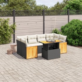 7-teiliges Garten-Esszimmerset und Kissen synthetisches Rattan schwarz von , Gartensets - Ref: Foro24-3273856, Preis: 515,90 ...