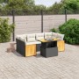 7-teiliges Garten-Esszimmerset und Kissen synthetisches Rattan schwarz von , Gartensets - Ref: Foro24-3273856, Preis: 509,99 ...