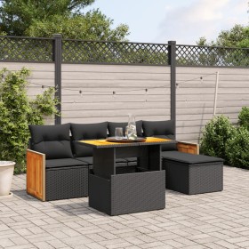 Set aus 6-teiligen Gartensofas und Kissen Kunstrattan schwarz von , Gartensets - Ref: Foro24-3273932, Preis: 398,70 €, Rabatt: %