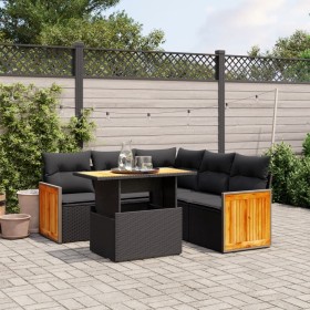 6-teilige Gartensofagarnitur und schwarze synthetische Rattankissen von , Gartensets - Ref: Foro24-3273953, Preis: 424,06 €, ...