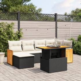 7-teiliges Garten-Esszimmerset und Kissen synthetisches Rattan schwarz von , Gartensets - Ref: Foro24-3274059, Preis: 482,46 ...