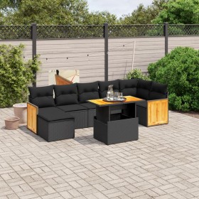 Set aus 8-teiligen Gartensofas und Kissen Kunstrattan schwarz von , Gartensets - Ref: Foro24-3274065, Preis: 528,62 €, Rabatt: %