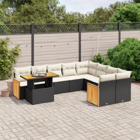 Set de sofás de jardín 10 pzas cojines ratán sintético negro de , Conjuntos de jardín - Ref: Foro24-3274122, Precio: 700,78 €...